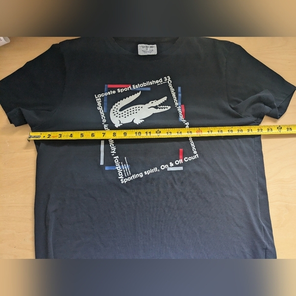 LACOSTE Sport Men Tee Shirt Black Size XL Front Logo Cotton/Polyester - Picture 9 of 10